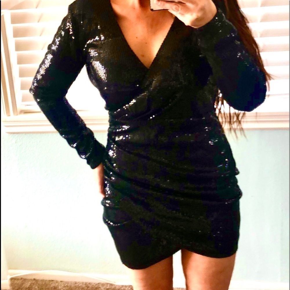 Black sequin mini dress
